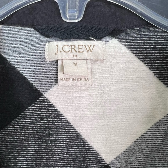 J. Crew Buffalo Plaid Flannel 1/2 Zip Shirt Jacket Black & Ivory Size M - Picture 10 of 12